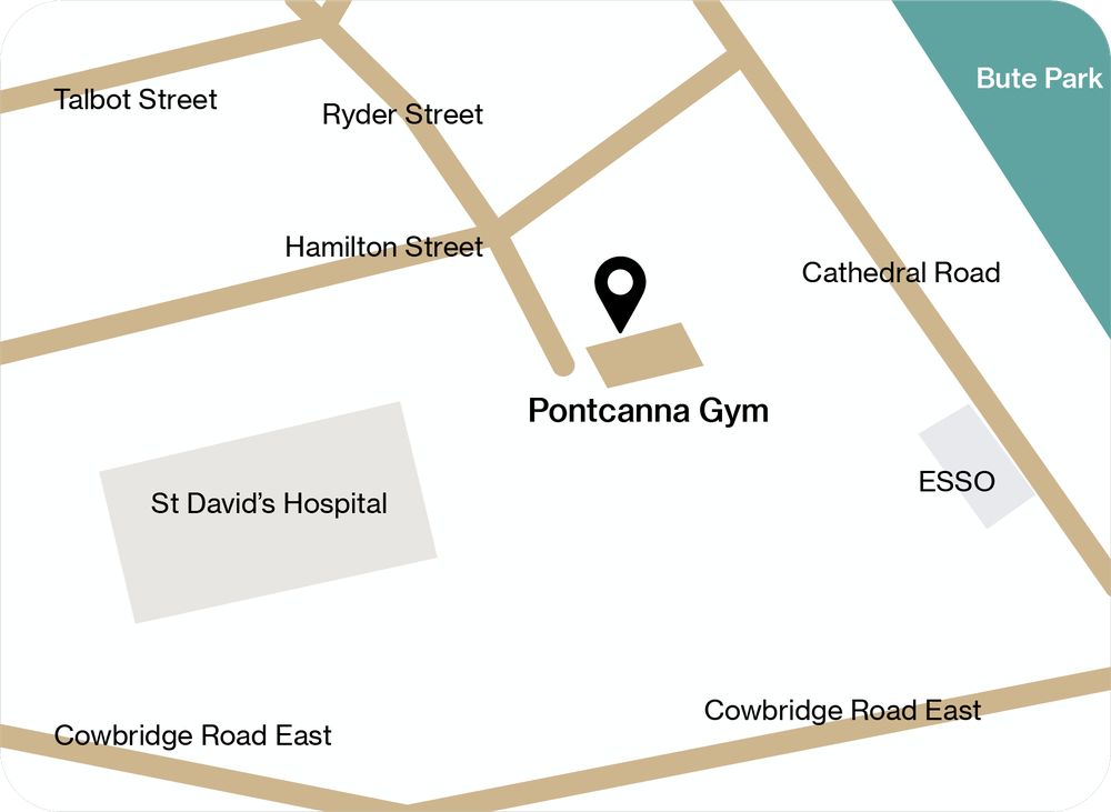 Map showing The Pontcanna Gym on Ryder Street, Pontcanna, Cardiff
